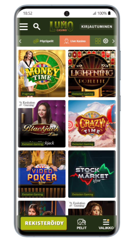 Live-lähetykset ja pelit Lumo Casinolla