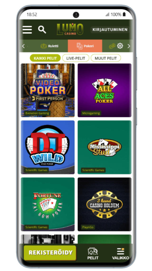 Pokeri, Blackjack ja backarade lumo Casinolla